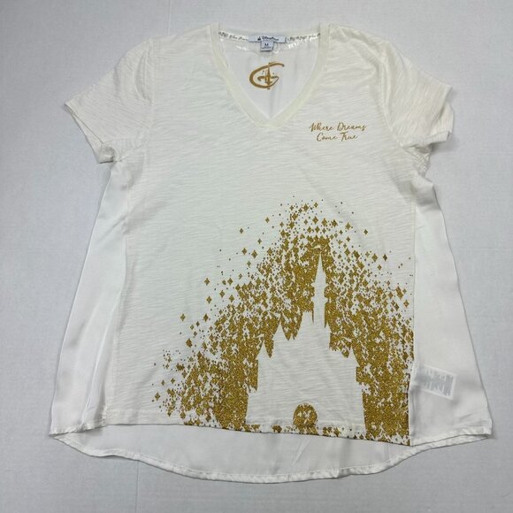 Disney Women's Shirt - Cinderella Castle - Gold Glitter, Medium - Picture 2 of 10